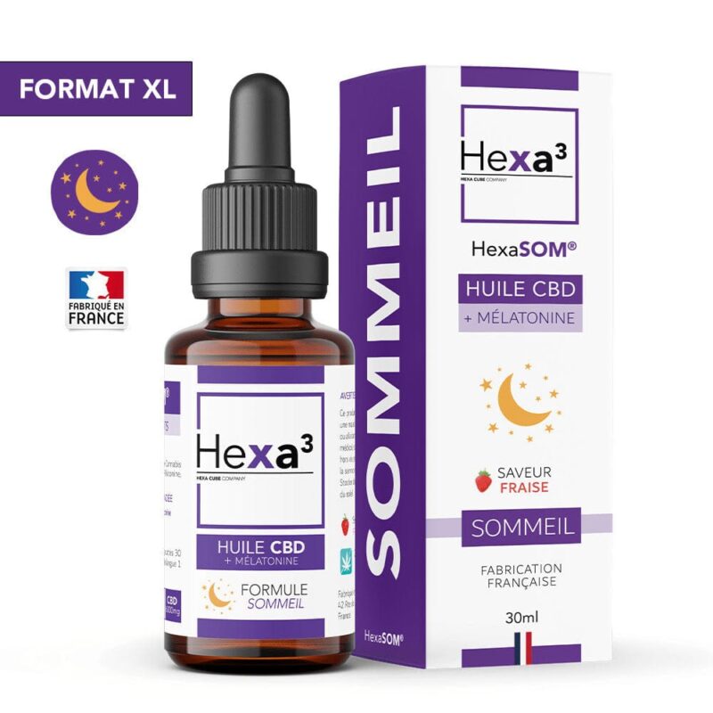 Huile CBD Mélatonine Sommeil HexaSOM 20% / 6000mg, sans THC (30ml)
