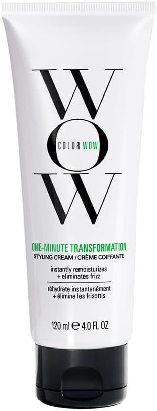 COLOR WOW - Crème Cheveux Bouclés, Frisés ou Indisciplinés - Lisse les Frisottis en 1 min - Nourrit & Réhydrate la Fibre Sans Alourdir - Soin Sans Rinçage One-Minute Transformation - 120 ml