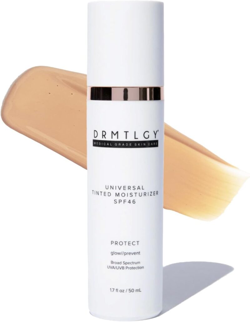 DRMTLGY Universal Tinted Moisturizer SPF 46 – Hydrating Dewy Tinted Sunscreen for Face with Zinc Oxide & Octinoxate – Niacinamide & Hyaluronic Acid – Broad Spectrum Lightweight Daily SPF, 1.7 oz