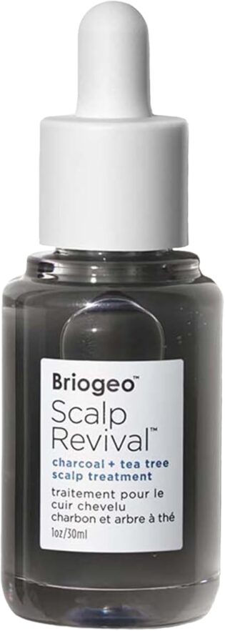 Briogeo Revival Charbon + Thé Treat, combat et empêche le cuir chevelu sec, squameux, démangeaisons, 28,3 g, acier inoxydable 18/8, noir, 1