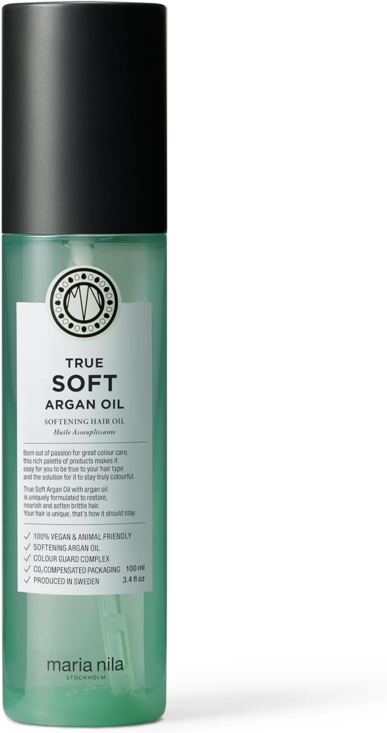 Maria Nila True Soft, Moisturizing Argan Oil For Dry Brittle Hair, Argan Oil Remoisturises & Reduces Frizz, 100% Vegan & Sulfate/Paraben free