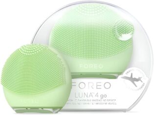 FOREO LUNA 4 go Brosse Nettoyante, Massante & Raffermissante Visage - Brosse Premium - Améliore l'absorption des soins - Accessoires de voyage visage - Tous Types de Peau - Pistachio