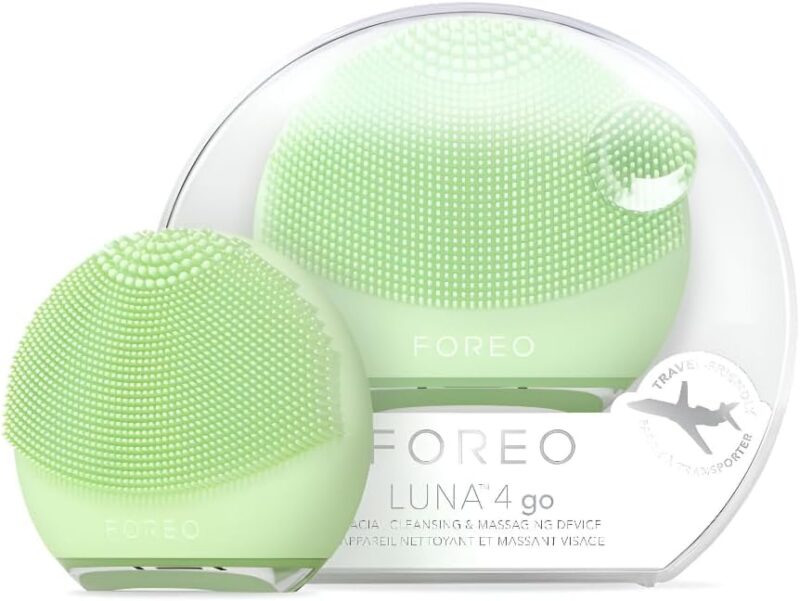 FOREO LUNA 4 go Brosse Nettoyante, Massante & Raffermissante Visage - Brosse Premium - Améliore l'absorption des soins - Accessoires de voyage visage - Tous Types de Peau - Pistachio