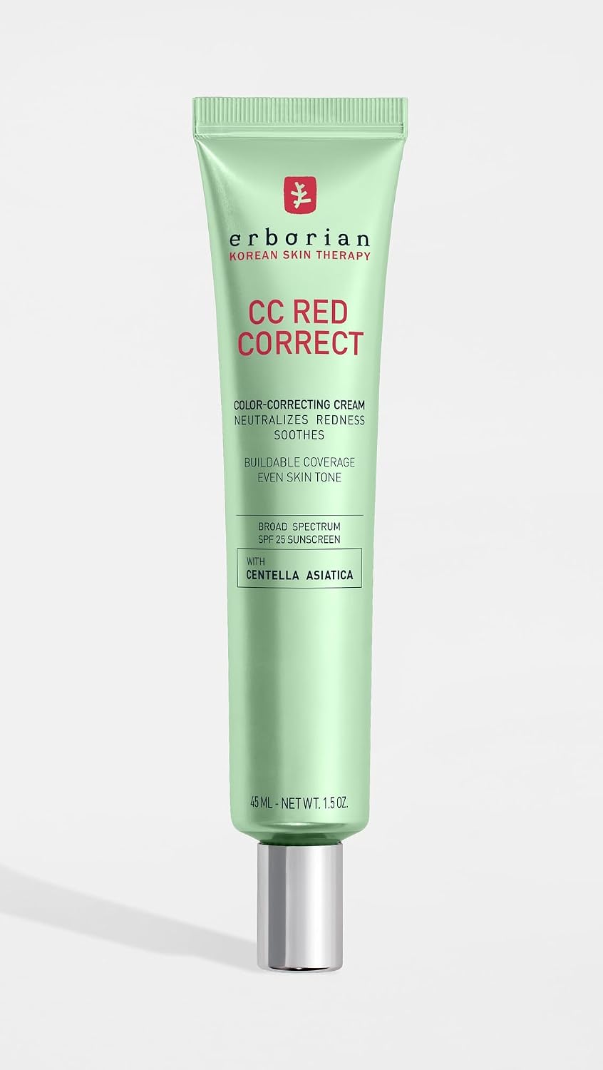 Erborian CC Red Color Correcting SPF 25 Green Pigment Cream, Neutralizes Redness, Calms Skin, Lightweight, Tone‑Perfecting Primer, Korean Skincare - Image 2