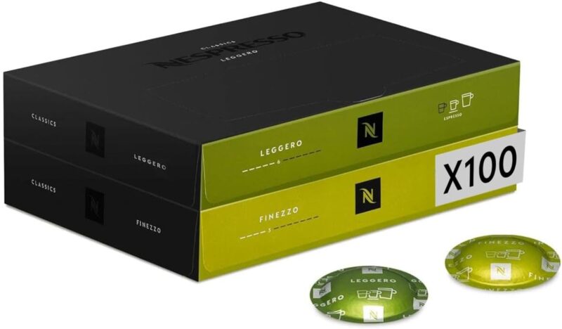Nespresso Professionnel - Bundle 100 Capsules cafés - Classic LEGGERO (1 boîte de 50) & FINEZZO (1 boîte de 50) - Adapté aux professionnels