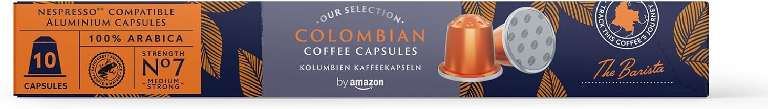 by Amazon - Café colombien compatible Nespresso, Torréfaction Moyenne, 100 capsules en aluminium, 10 unités, lot de 10 - Certifié Rainforest Alliance - Image 2