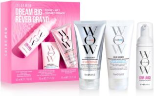 COLOR WOW - Routine Cheveux Fins, Clairsemés, Colorés - Shampoing Sans Sulfates (75 ml) + Après-Shampoing Hydratant (75 ml) + Mousse Volumisante (50 ml) - Coffret Découverte Dream Big