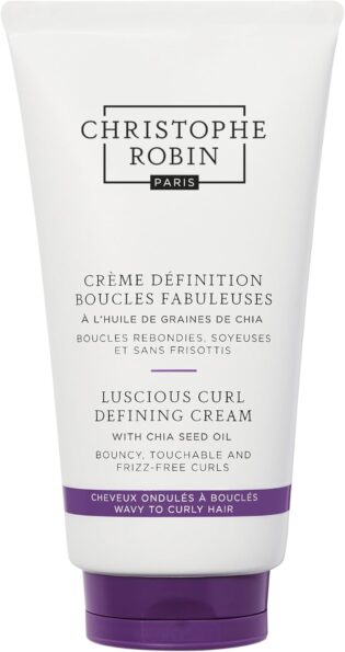 Christophe Robin Luscious Curl Defining Cream with Chia Seed Oil 150ml | Curl cream for waves and curls that helps define shape, smooth frizz and boost shine.