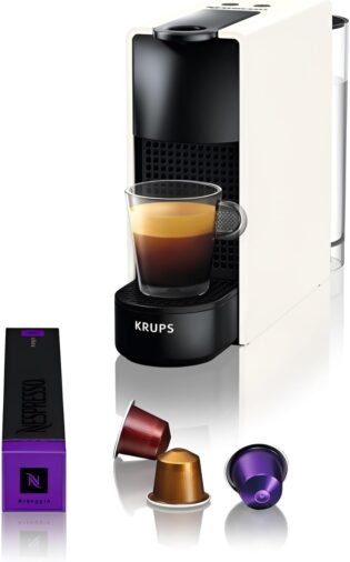 613Fg975rZL._AC_SL1500_.jpg Nespresso Krups Machine à Café Essenza Mini Blanche, 19 Bars + Kit de Bienvenue, Design Compact, Expresso et Lungo, Arrêt Automatique, YY2912FD