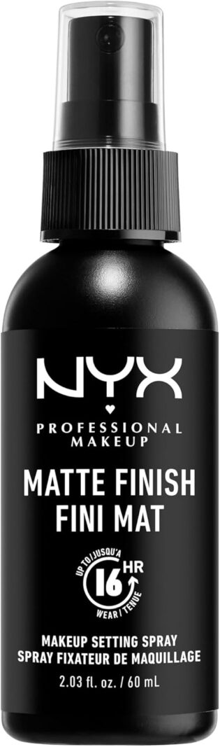 NYX Professional Makeup Spray Fixateur Setting Spray Mate Finish, Spray de Finition, Tenue Longue Durée, Fini Mat, Formule Vegan, Modèle : Matte | Fini mat translucide, Formule vegan légère, Toutes carnations types peaux, Compatible fonds teint liqui