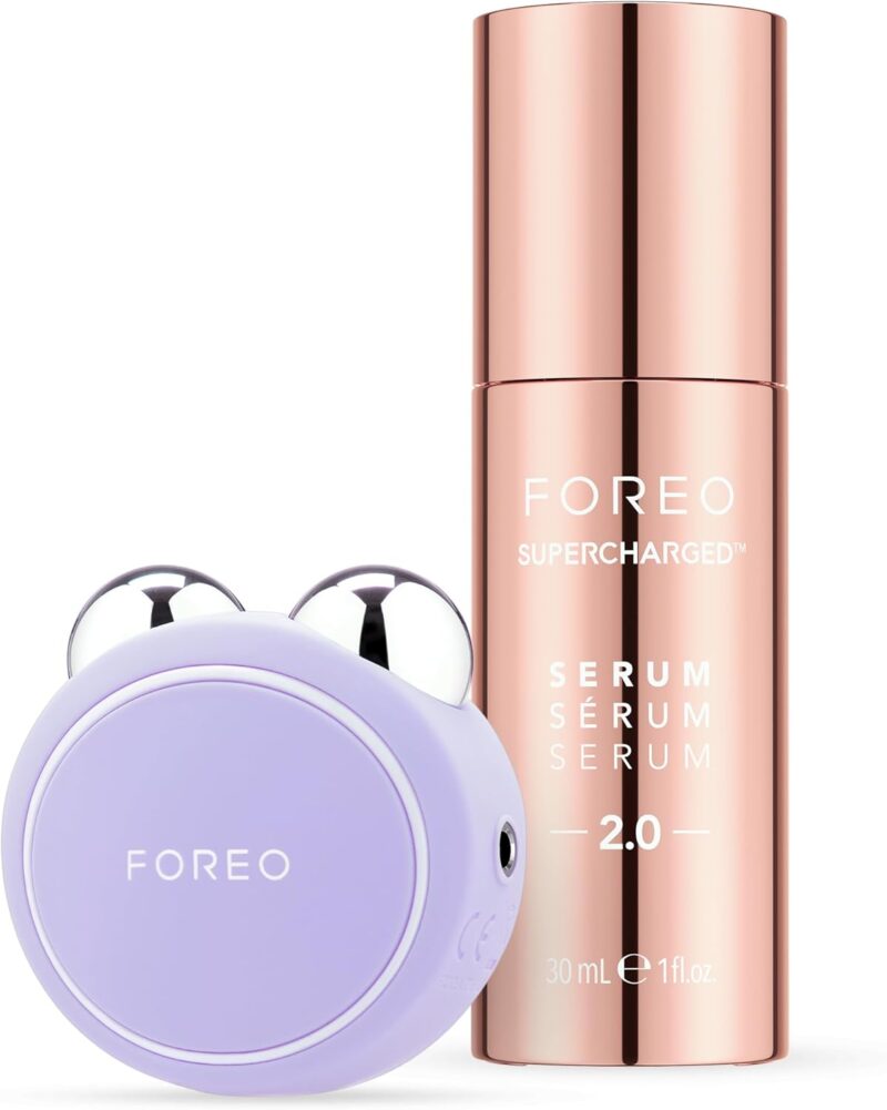 FOREO Firm & Fabulous BEAR mini Lavander+Serum 2.0 30ml | Appareil massage visage | Lifting visage | Élimine le double menton | Soin visage | Coffret cadeau