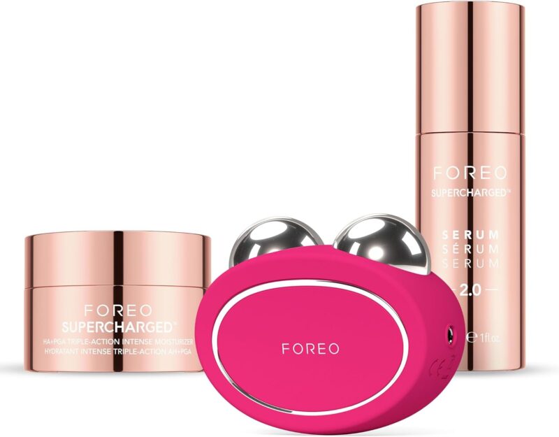 Set FOREO Total Facelift - Appareil micro courant visage avancé BEAR 2 + SUPERCHARGED SERUM 2.0 30ml + SUPERCHARGED Hydratant intense triple action HA+PGA 50 ml - Anti-âge - Soin visage