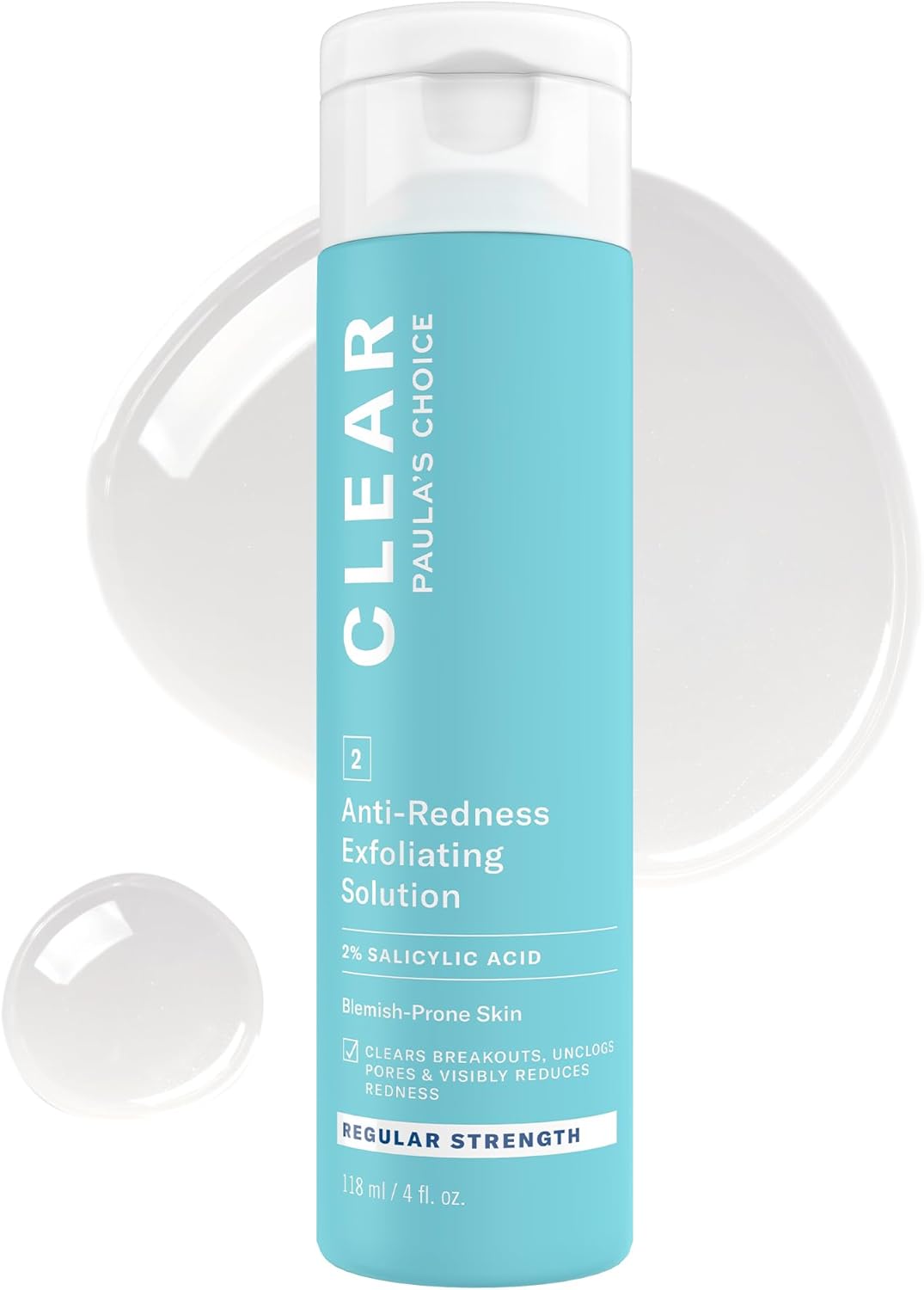Paula's Choice CLEAR Anti-Redness Exfoliating Solution, 2% Salicylic Acid Liquid Exfoliant for Face, Face Exfoliant for Mild to Severe Acne & Breakouts, Blackheads and Clogged Pores, Fragrance-Free