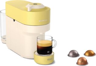 61FDsceO2GL._AC_SL1500_.jpg De'Longhi Nespresso Vertuo Pop - Machine à Café en Capsules, Technologie Centrifusion, 4 Tailles de Tasse, Set de 12 Capsules Inclus, Jaune Pastel (ENV90.LE)