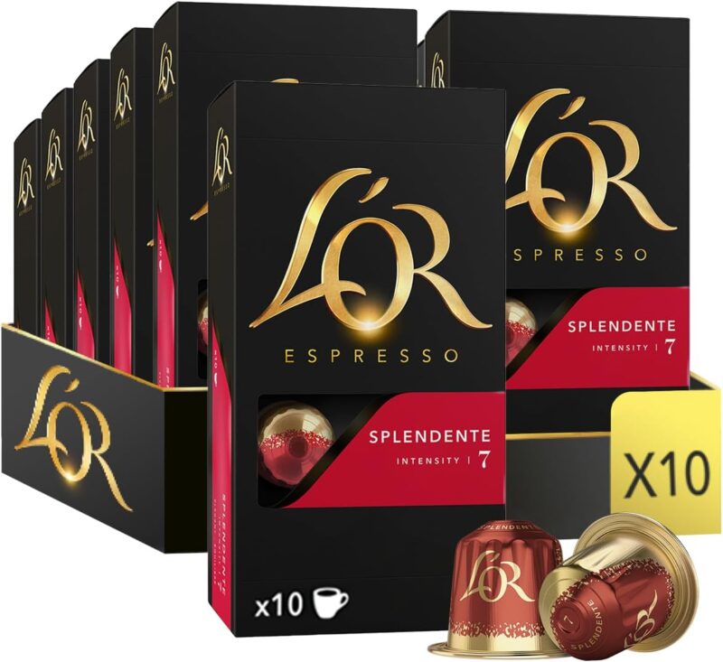 L'Or Espresso Café - 100 Capsules Splendente Intensité 7 - compatibles Nespresso®* (lot de 10 x 10)