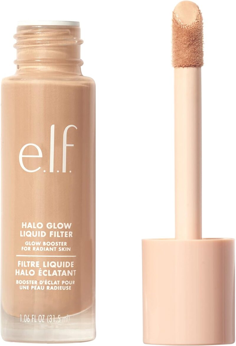 e.l.f. Halo Glow - Filtre liquide halo éclatant booster d’éclat pour une peau radieuse, infusé avec de l'acide hyaluronique - 3 Light - Medium
