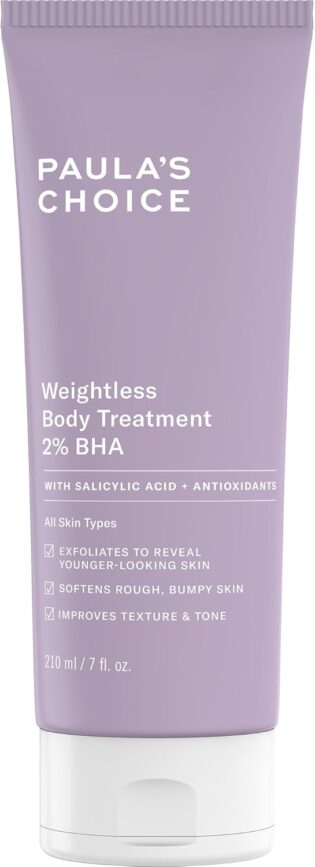 61IUy67MZDL._AC_SL1500_.jpg Paula's Choice Weightless Body Lotion Treatment 2% BHA, Salicylic Acid & Chamomile Lotion Exfoliant, Body Moisturizer for Keratosis Pilaris (KP) Prone Skin & Clogged Pores, Fragrance-Free