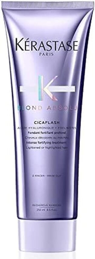 61JFQRx5PUL._AC_SL1500_.jpg Kerastase Blond Absolu Cicaflash Conditioner - For Bleached & Damaged Hair, Strengthens & Nourishes, With Hyaluronic Acid, Protects Against Breakage