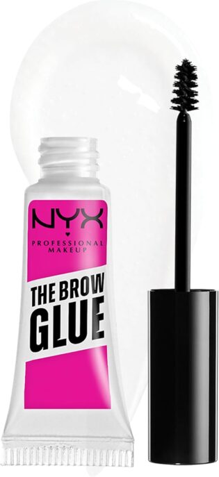 NYX Professional Makeup Colle Fixatrice à Sourcils Teintée, Tenue 16H, Formule Vegan, Fini Naturel, Applicateur Goupillon, The Brow Glue, Teinte : Transparent (01) | Effet soap brow, Formule vegan non collante, Applicateur goupillon précis, Fini natu