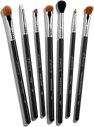 Sigma Beauty Basic Eye Brush Lot De 7 - Pinceau De Maquillage Pour Fard à Paupières - Fard à Paupières, Sourcils, Maquillage Pour Les Yeux Et Pli Coupé - Pinceaux De Maquillage, Fibres Synthétiques