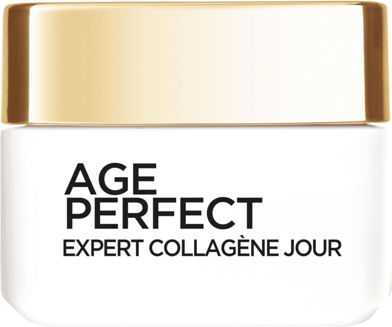 L'ORÉAL PARIS - CRÈME DE JOUR ANTI-ÂGE RÉ-HYDRATANTE & RAFFERMISSANTE - ANTI-RELÂCHEMENT, ANTI-TACHES & ANTI-RIDES - AU COLLAGÈNE - POUR PEAUX MATURES - AGE PERFECT - 50 ML