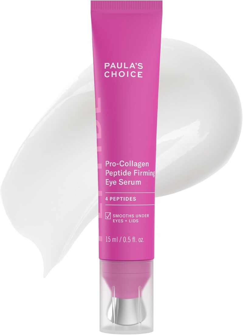 Paula's Choice Pro-Collagen Peptide Serum, Firming Eye Serum, All-in-One Eye Hydrating Treatment, Cooling Applicator Targets Puffiness, Smooths Fine Lines & Crow's Feet, Fragrance-Free, 0.5 Fl Oz