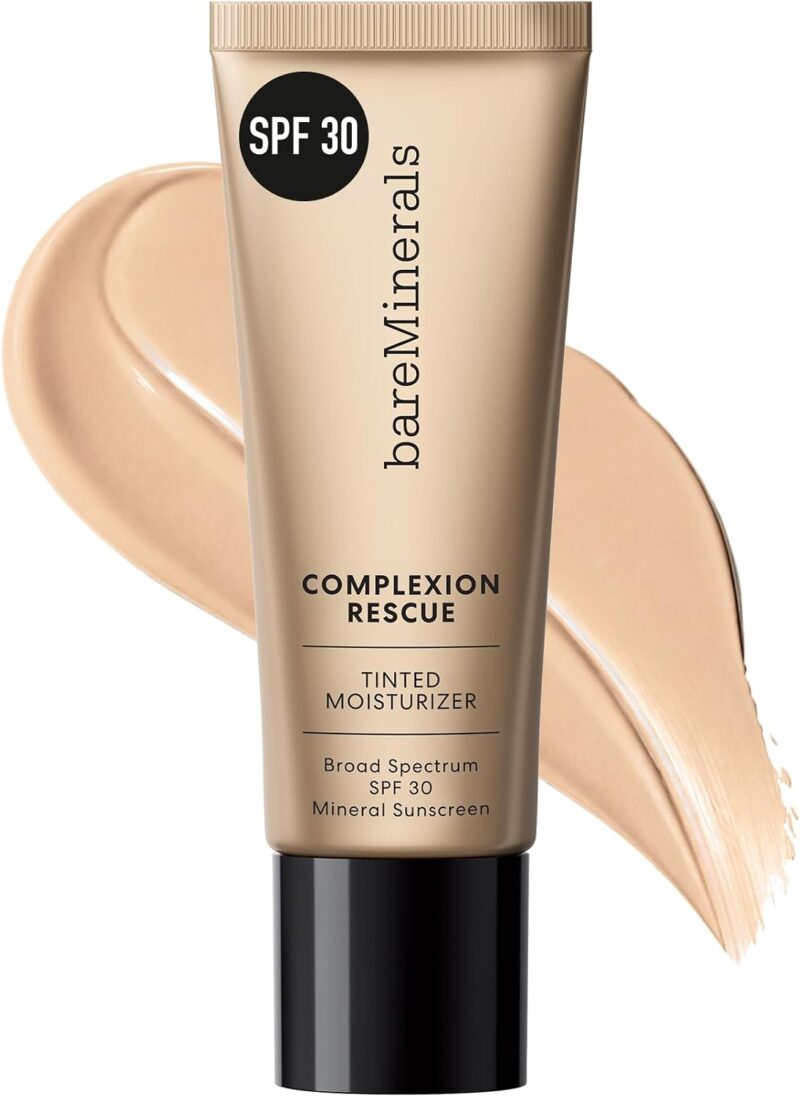 bareMinerals Complexion Rescue Tinted Moisturizer with SPF 30, Hydrating Tinted Mineral Sunscreen with Hyaluronic Acid, Sheer-to-Light Coverage, Multi-tasking, Skincare Infused Makeup