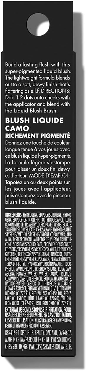 e.l.f. Camo Liquid Blush, fard à joues liquide longue durée, pour une couleur hautement pigmentée, assure une finition douce, baptisée, végétalien et sans cruauté envers les animaux, rose poussiéreux - Image 2