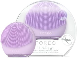 FOREO LUNA 4 go Brosse Nettoyante, Massante & Raffermissante Visage - Brosse Premium - Améliore l'absorption des soins - Accessoires de voyage visage - Tous Types de Peau - Lavender