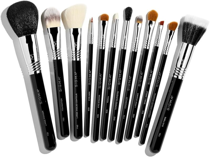 Sigma Beauty Ck001 Lot De 12 Pinceaux De Maquillage – Kit De Maquillage Essentiel Pour Fond De Teint, Poudre, Correcteur Et Contour, Pinceau De Maquillage Pour Fard à Paupières, Fard à Joues Et Lèvres