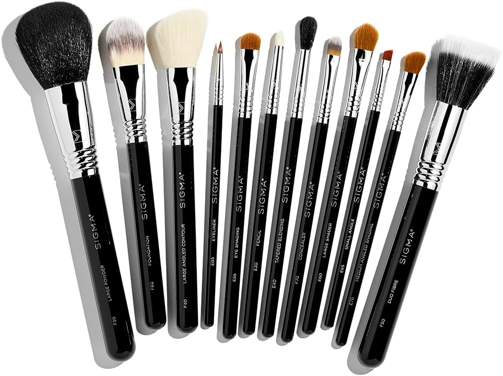 Sigma Beauty Ck001 Lot De 12 Pinceaux De Maquillage – Kit De Maquillage Essentiel Pour Fond De Teint, Poudre, Correcteur Et Contour, Pinceau De Maquillage Pour Fard à Paupières, Fard à Joues Et Lèvres