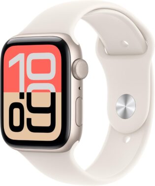 Apple Watch SE 3 [GPS 44 mm] Montre connectée avec boîtier Lumière stellaire et Bracelet Sport Lumière stellaire. Moniteur activité/Sommeil/fréquence Cardiaque, écran Toujours activé