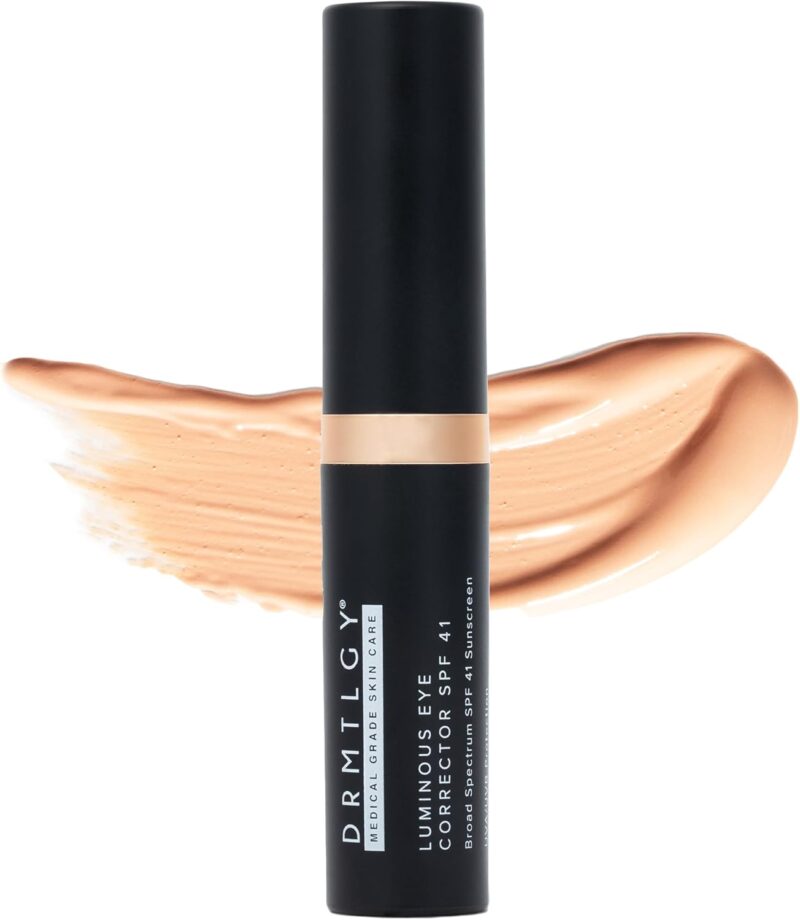 DRMTLGY Luminous Eye Corrector SPF 41 – Medium – Under Eye Color Corrector for Dark Circles – Hydrating Anti-Aging Tinted Eye Cream, Mineral Broad Spectrum Sun Protection, 0.25 fl oz / 7 mL