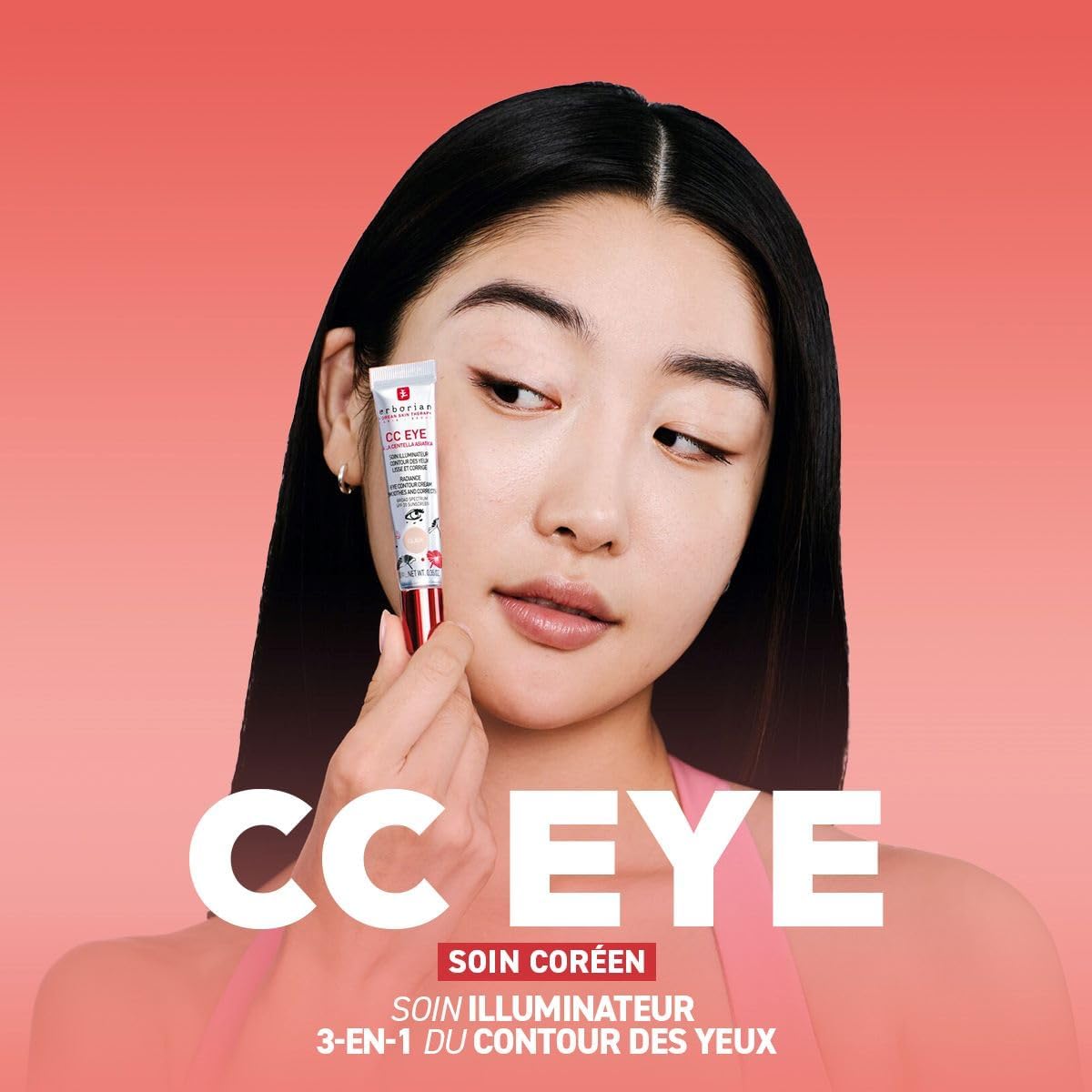 Erborian - CC Eye Crème Contour des Yeux à la Centella Asiatica - Soin Hydratant, Illuminateur et Correcteur Teinté - Protection Solaire SPF 20 - Lisse et Corrige les Cernes - Image 2