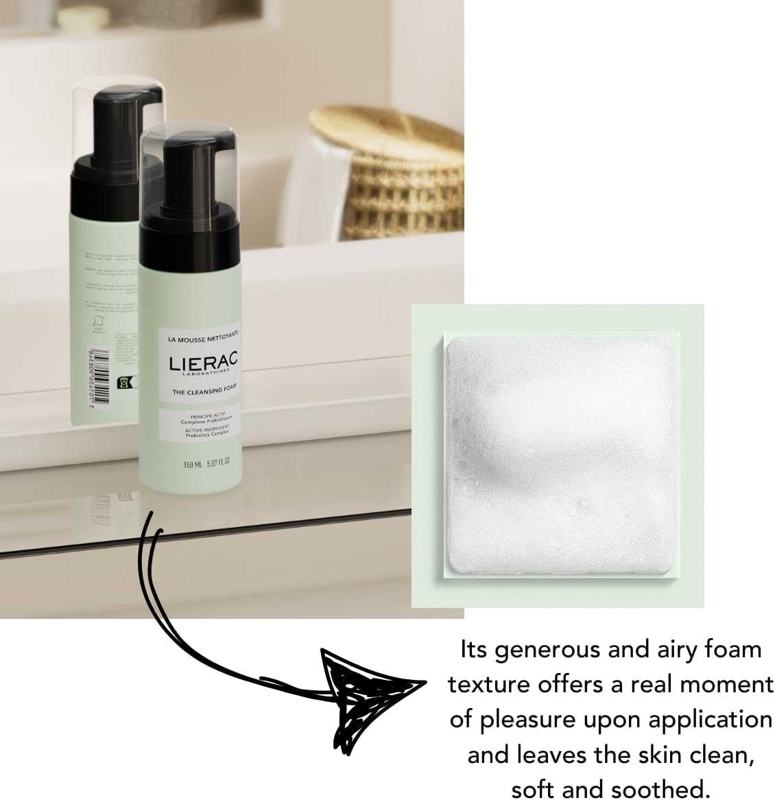 Lierac - Démaquillants - La Mousse Nettoyante 150ml - Hygiène Visage - Prébiotiques - Nettoie - Purifie - Apaise - 99% d'ingrédients d'origine naturelle - Tous types de peaux même sensibles - Image 4