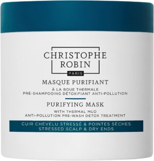 Christophe Robin Purifying Pre-Shampoo Mud Mask with Thermal Mud 250ml | Pre-wash scalp mud mask for build-up that helps purify roots and leave hair manageable.