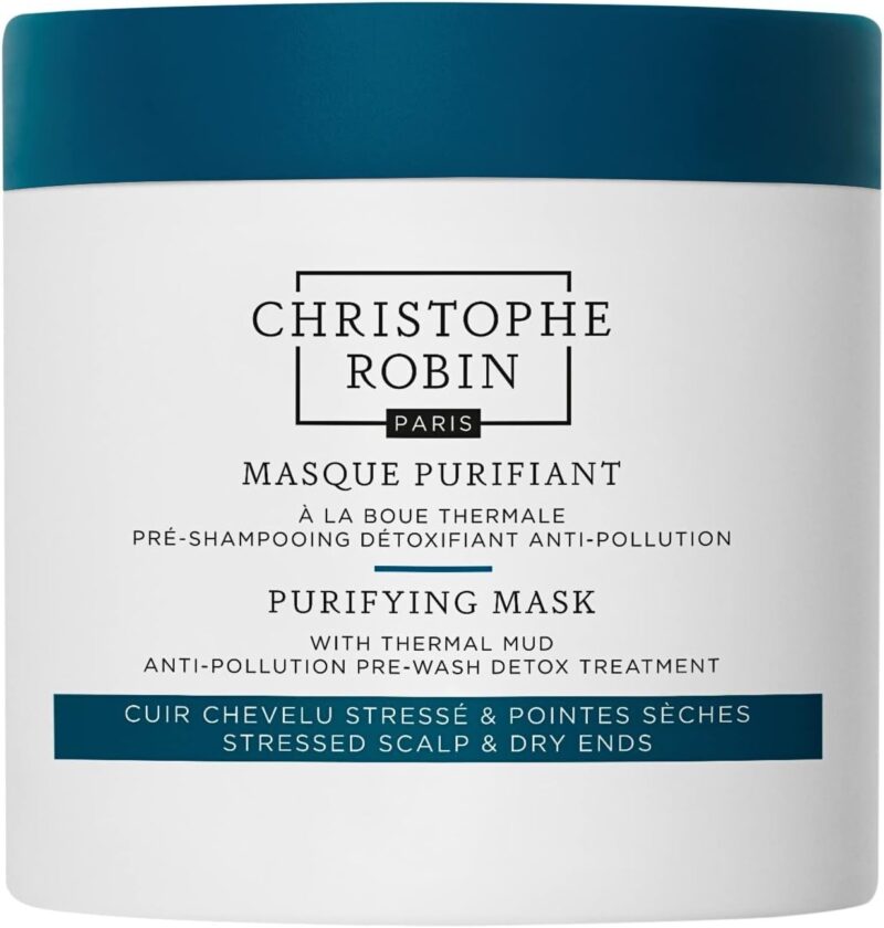 Christophe Robin Purifying Pre-Shampoo Mud Mask with Thermal Mud 250ml | Pre-wash scalp mud mask for build-up that helps purify roots and leave hair manageable.