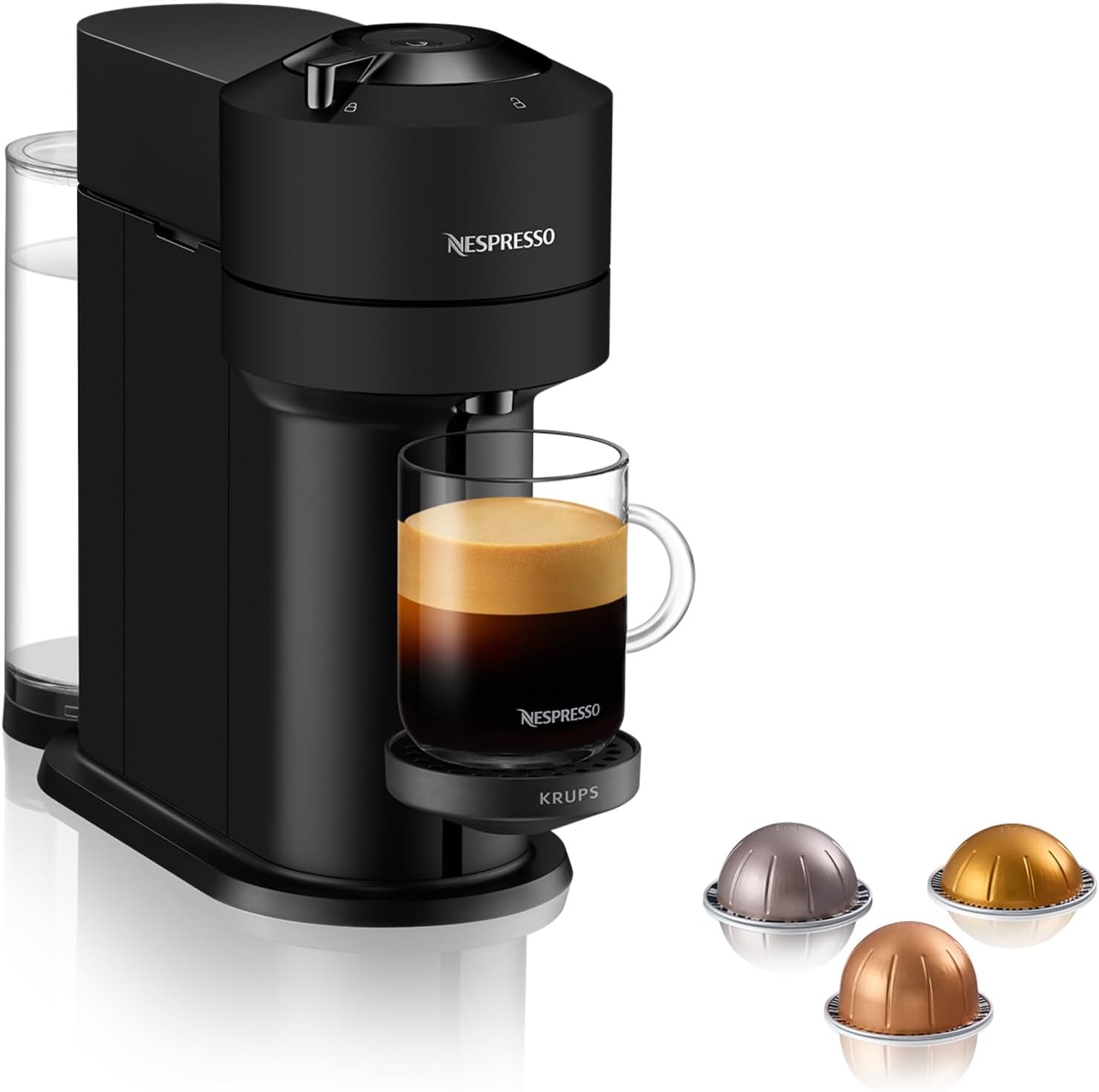 Nespresso Krups Machine à Café Vertuo Next Black Mat, Capsules café Vertuo seulement, Technologie Centrifusion, 5 Tailles de Tasses + Kit de Bienvenue, Design Moderne, Arrêt Automatique, YY4606FD