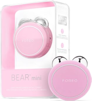 FOREO BEAR mini Appareil de lifting ciblé par Micro-courants - Appareil Anti Rides Visage - Lifting visage non invasif et visible - Appareil Massage Visage - Pearl Pink