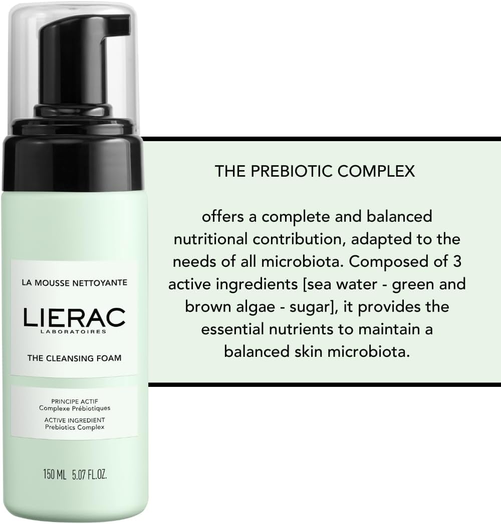 Lierac - Démaquillants - La Mousse Nettoyante 150ml - Hygiène Visage - Prébiotiques - Nettoie - Purifie - Apaise - 99% d'ingrédients d'origine naturelle - Tous types de peaux même sensibles - Image 3