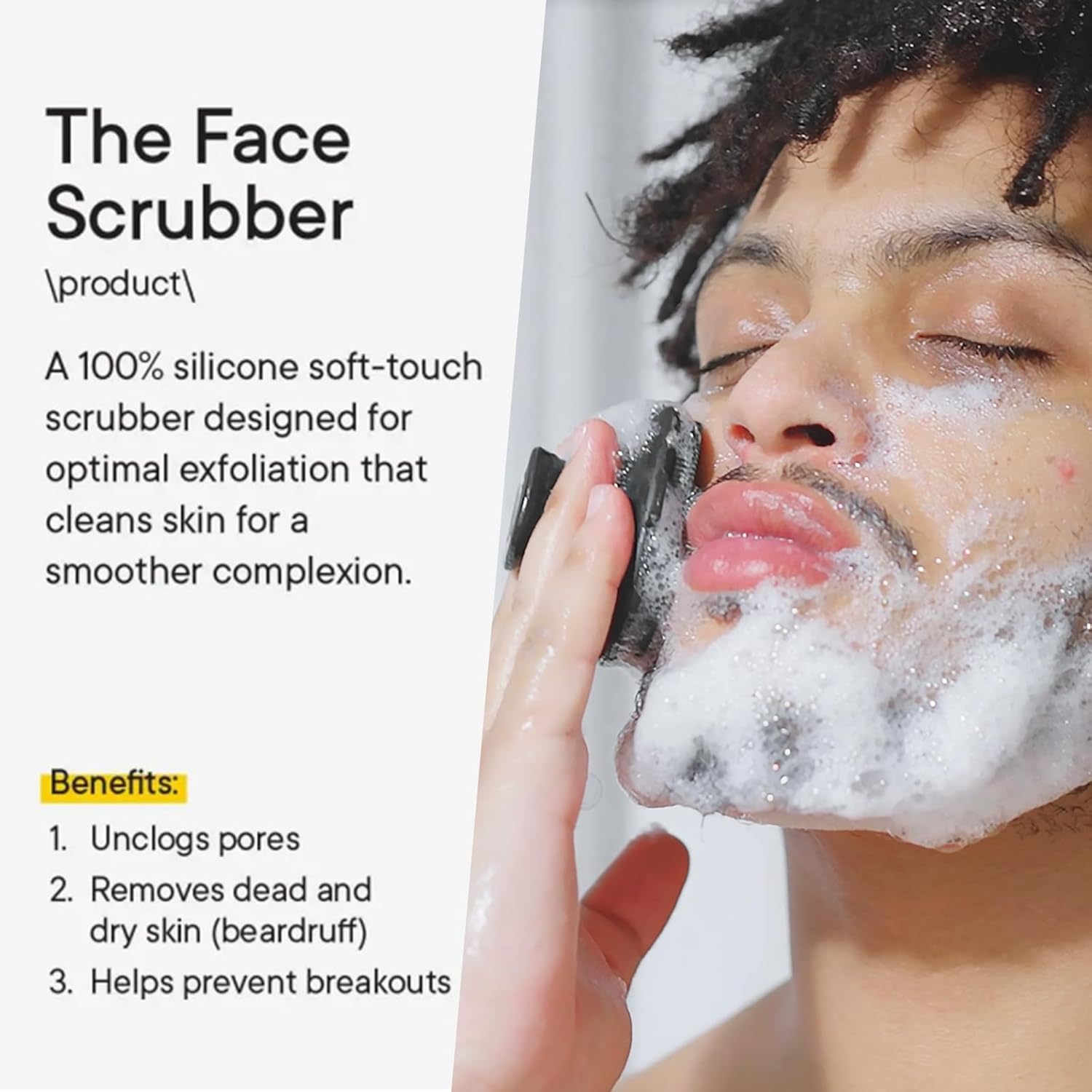 Face Scrubber, Silicone Face Scrubber for Men Facial Cleansing Brush Silicone Face Wash Brush Manual Waterproof Cleansing Skin Care Face Brushes for Exfoliating- Black - Image 2