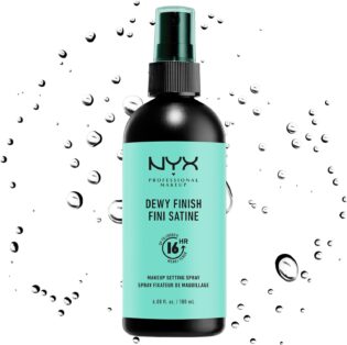 NYX Professional Makeup Spray Fixateur Setting Spray Dewy Finish, Spray de Finition, Tenue Longue Durée, Fini Satiné, Formule Vegan, Format Maxi 180ml, Modèle : Dewy | Fini satiné velouté, Formule vegan respirante, Prévient oxydation couleur, Format