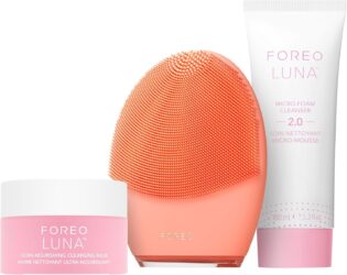 FOREO LUNA 4 Balance Set - Brosse Visage Nettoyante Pour Peau Équilibrée + LUNA Micro-Foam Cleanser 2.0 100 ml + Baume demaquillant (Ultra Nourrissant) 75 ml - Masseur Visage Raffermissant