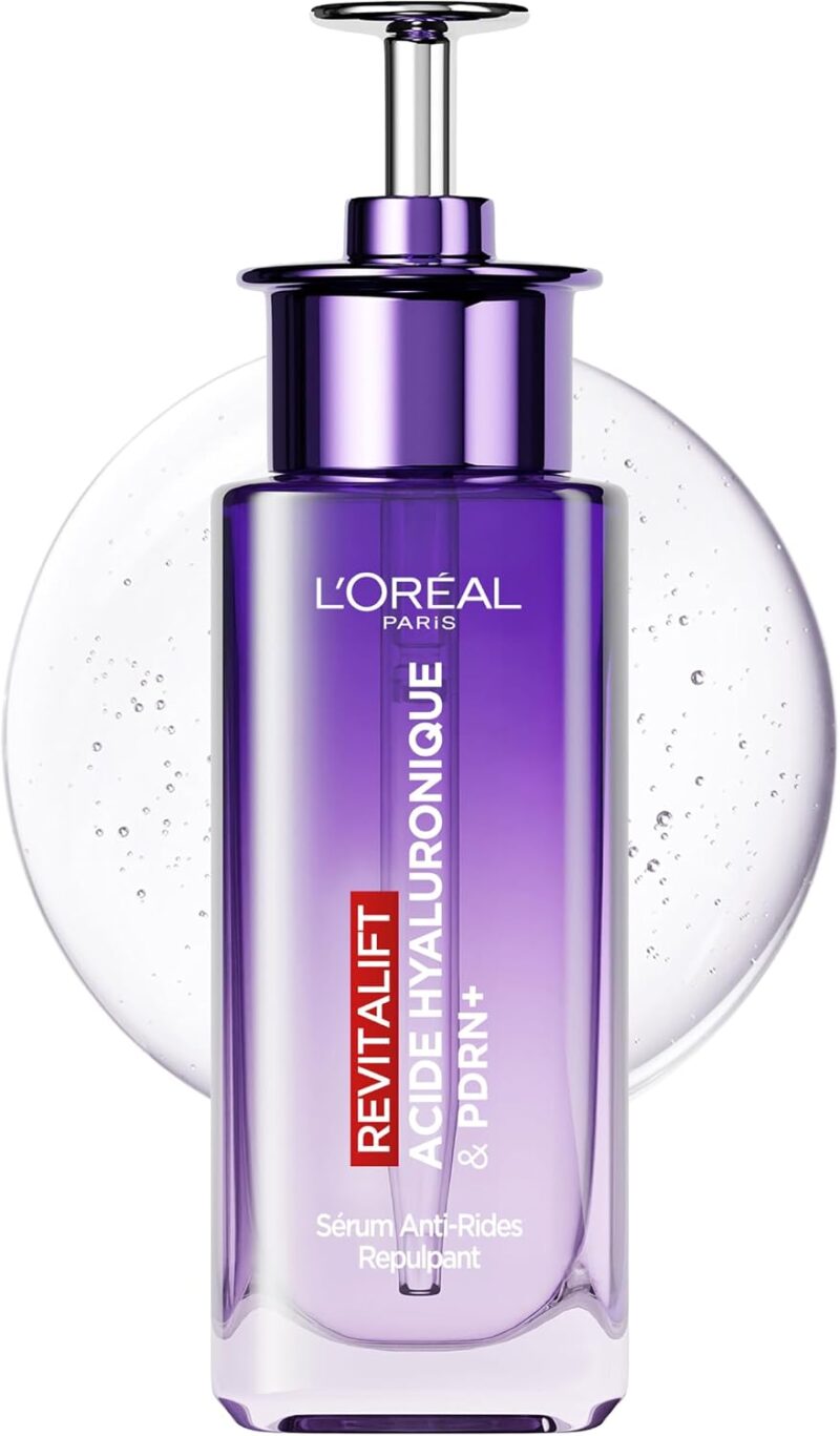 L’Oréal Paris, Sérum Anti-Rides Hyaluron PDRN+, boost d’hydratation rapide pour une peau lisse et éclatante, Revitalift Filler, texture légère, pour tous types de peau, 30 ml