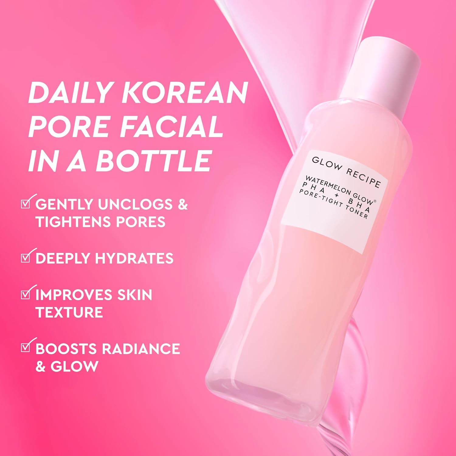 Glow Recipe PHA + BHA Face Toner, Korean Exfoliating Toner for Pores, Gentle Chemical Exfoliant + Hydrating Toner, Watermelon, Cactus Water + Glycerin (150ml) - Image 2