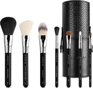 Sigma Beauty Make Me Classy Makeup Brush Set De Voyage De 7 – Ensemble De Pinceaux Portables Pour Fond De Teint, Poudre, Contour, Maquillage Des Yeux, Fard à Joues - On-The-Go Pinceaux Cosmétiques