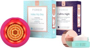 Set FOREO to Lovely UFO 3 LED - Appareil visage + 14 masques activés par UFO + IRIS C-Concentré crème yeux 15ml - Crème hydratante visage - Luminothérapie LED spectre complet, NIR et lumière rouge