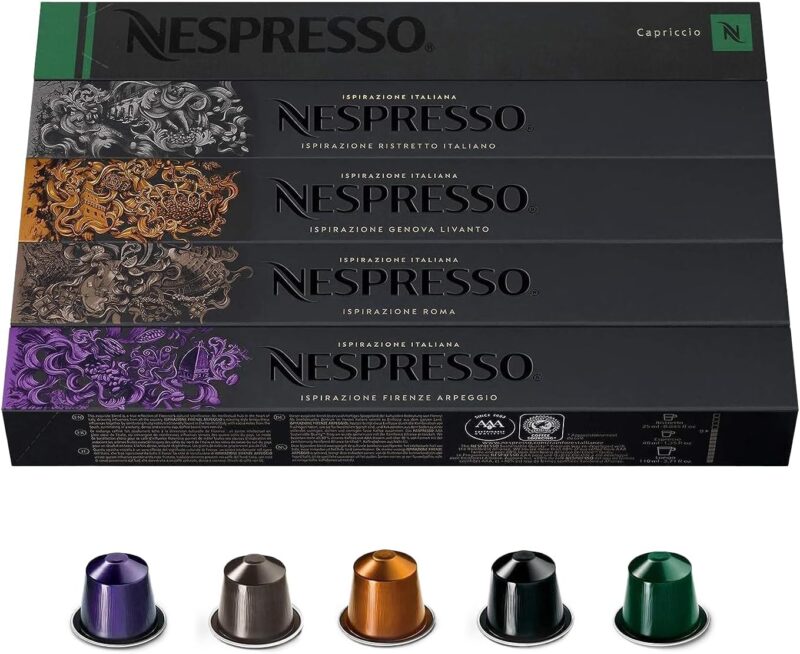 Nespresso Original - Bundle Top Sélection Ispirazione Italiana & Espresso 50 Capsules de café - 10x Ristretto, 10x Arpeggio, 10x Roma, 10x Livanto, 10x Capriccio