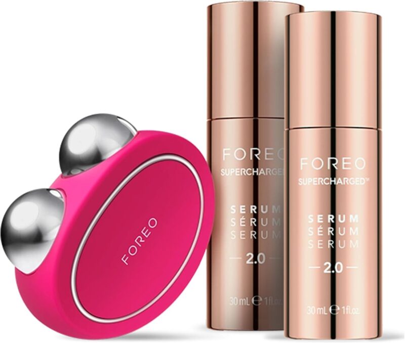 FOREO BEAR Visage Set- Appareil micro courant visage BEAR + 2 x Sérum Conducteur 30 ml - Massage facial Anti-Âge - Lifting facialInstantané - Set d'Outils Skincare - Appareil Anti Rides