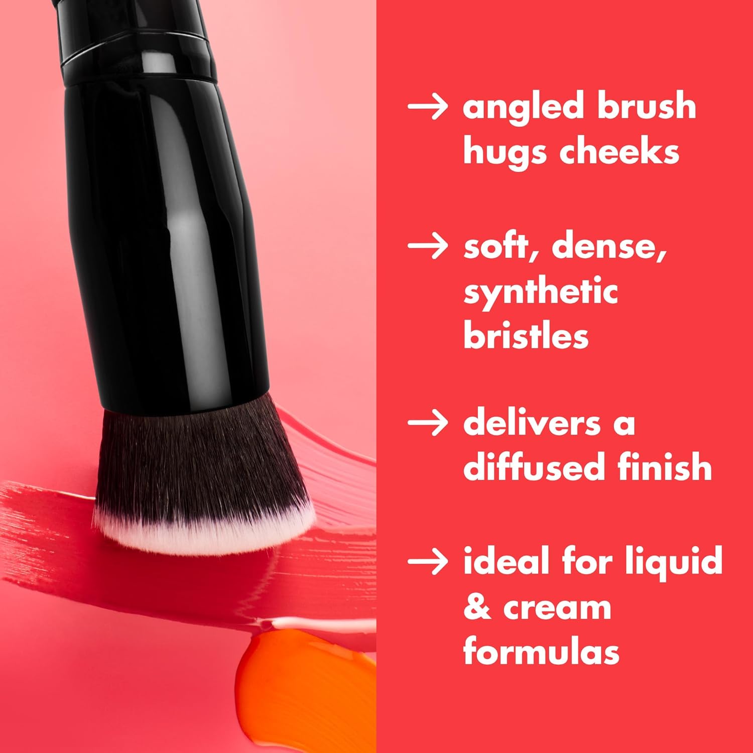 e.l.f. Pinceau à blush liquide camouflage, pinceau biseauté idéal pour appliquer et mélanger les couleurs sur les joues, poils doux, denses, végétalien et sans cruauté envers les animaux - Image 3